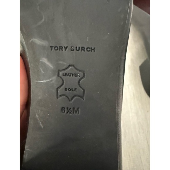 Tory Burch Eleanor Pump Women 6.5M Black Excellent Gold Logo Block Heel Leather - Picture 6 of 14